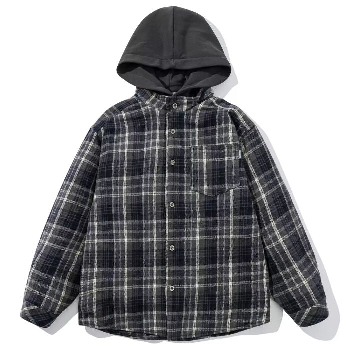 Plaid Hooded Quilted Jacket N0471
