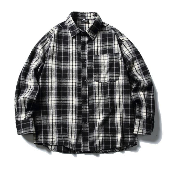 Loose Plaid Long Sleeves Shirt N0480