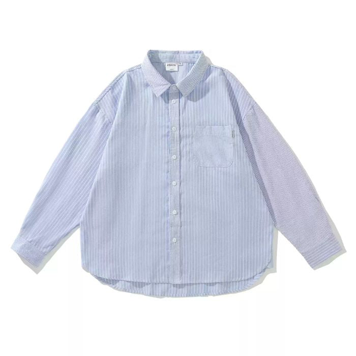 Striped Loose Long Sleeve Shirt N0505