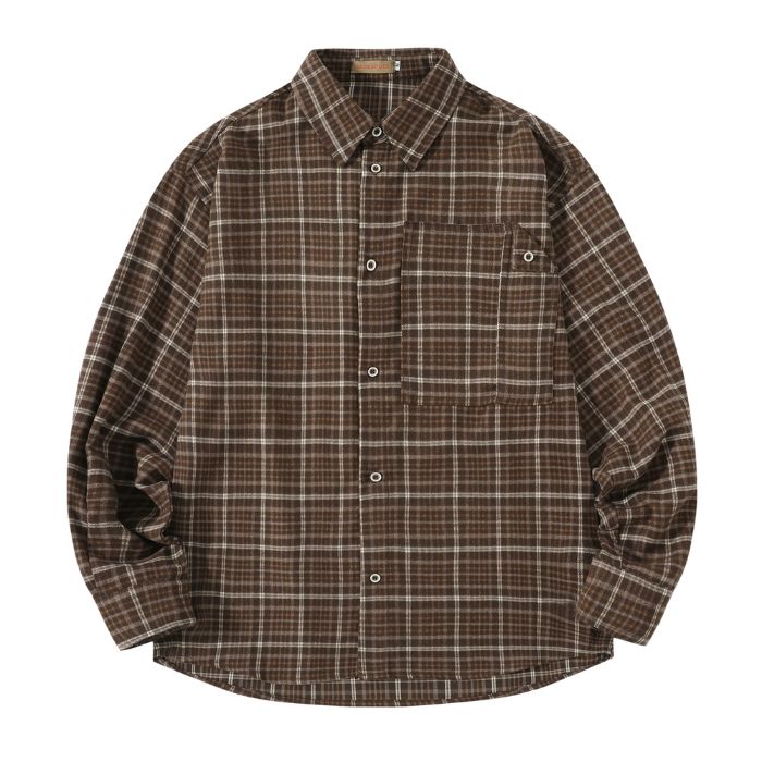 Plaid Loose Long Sleeve Shirt N0514