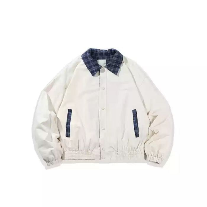 Contrast Plaid Lapel Jacket N0532