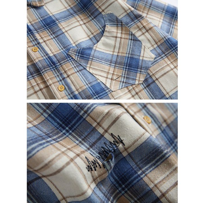 Loose Casual Long Sleeve Plaid Shirt N0535