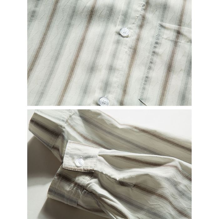 Simple Loose Long-sleeved Striped Shirt N0550