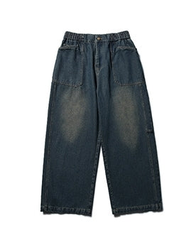 Vintage Wash Wide Denim Pants N0677
