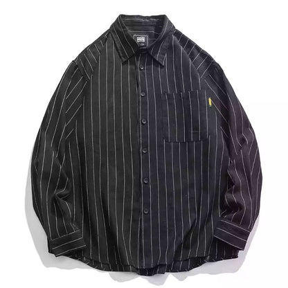 Stripe Versatile Long-sleeved Lapel Shirt N0028