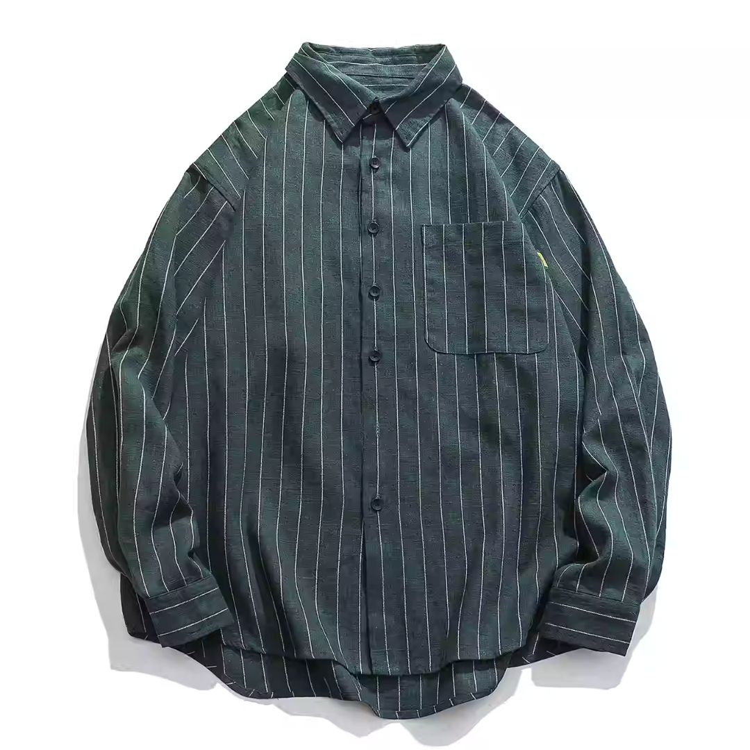 Stripe Versatile Long-sleeved Lapel Shirt N0028