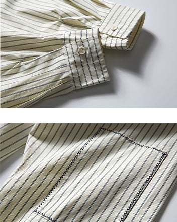 Stripe Design Oversize Long Sleeve Shirt N0639