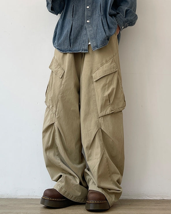 Asymmetric Wrinkle Wide Pants N0613