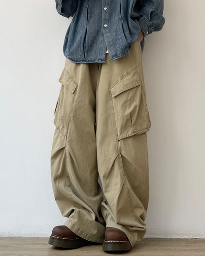 Asymmetric Wrinkle Wide Pants N0613