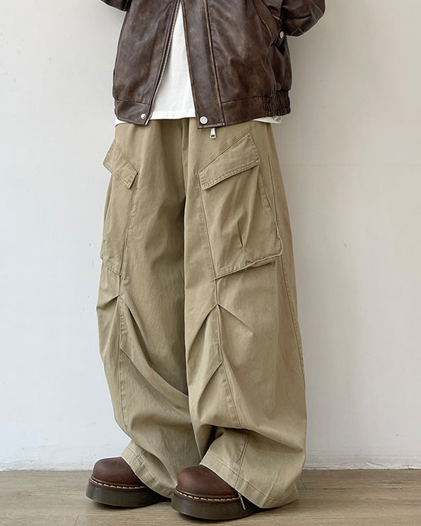Asymmetric Wrinkle Wide Pants N0613