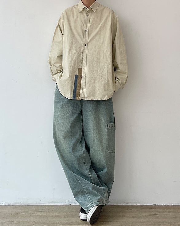 Wide Silhouette Denim Cargo Loose Pants N0628