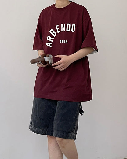 Casual Burgundy Short Sleeve Tee N0771