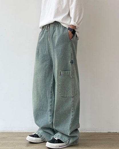 Wide Silhouette Denim Cargo Loose Pants N0628