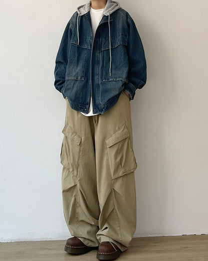 Sweat Hoodie Denim Jacket N0615