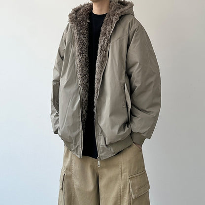 Volume Silhouette Fur Hood Jacket N0993