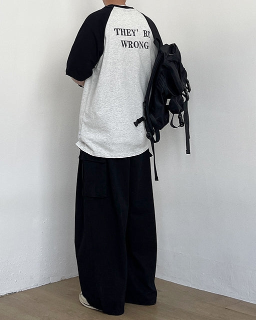 Simple Design Two Tone Short Sleeve T-Shirt N0777