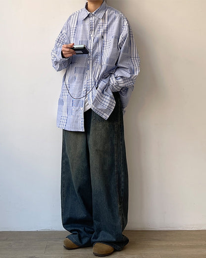 Stripe Block Design Shirt N0680