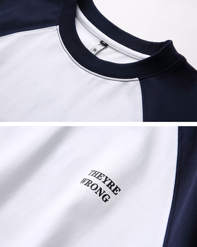 Simple Design Two Tone Short Sleeve T-Shirt N0777