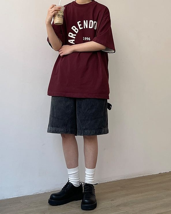 Casual Burgundy Short Sleeve Tee N0771