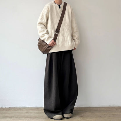 Cable Pattern Relax Fit Knit Sweater N0980