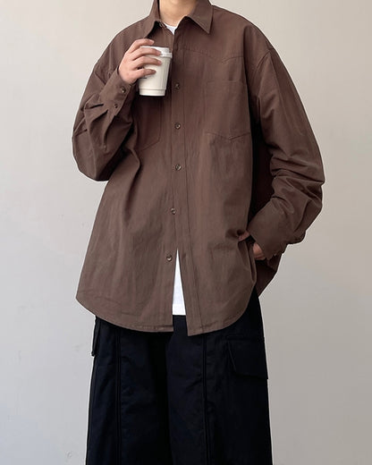 Minimal Detail Wide Silhouette Long Sleeve Shirt N0659
