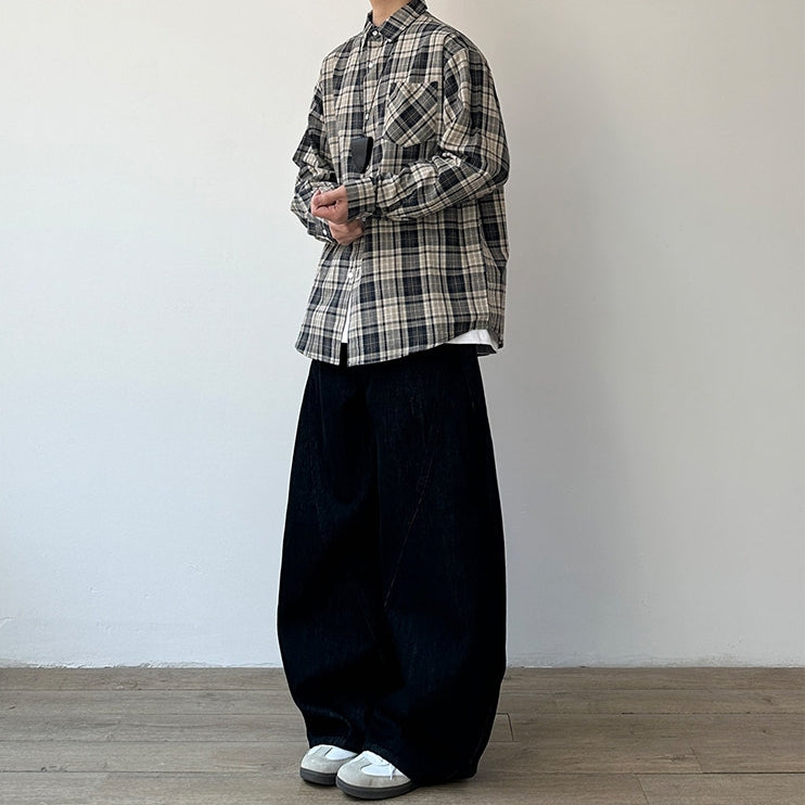 Classic Check Front Pocket Long Sleeve Shirt N1025