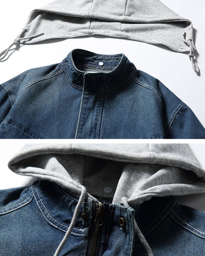 Sweat Hoodie Denim Jacket N0615