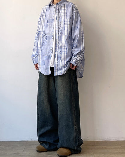 Stripe Block Design Shirt N0680