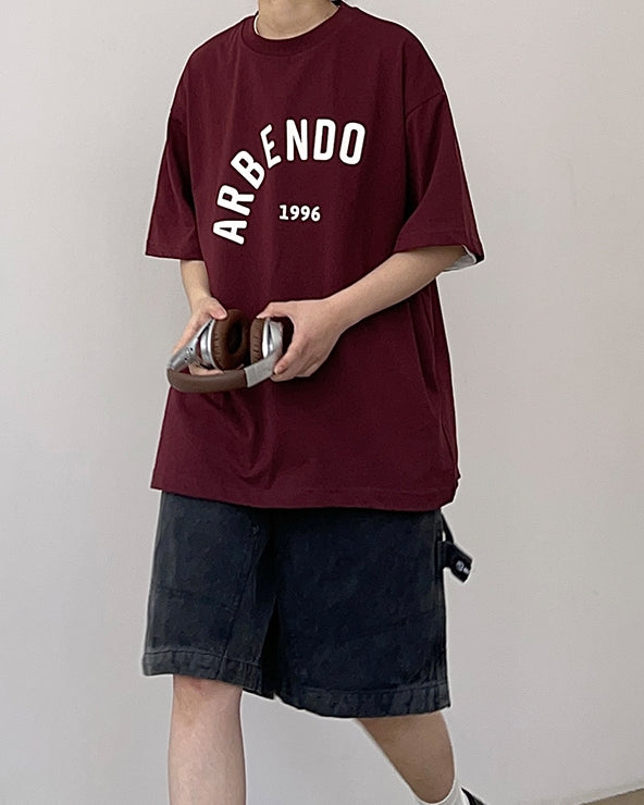 Casual Burgundy Short Sleeve Tee N0771