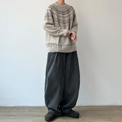Nordic Pattern Round Sweater N1002