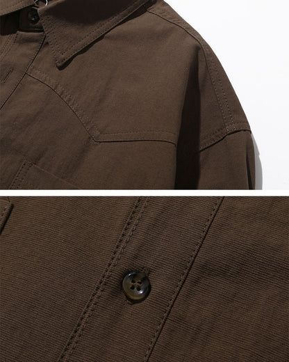 Minimal Detail Wide Silhouette Long Sleeve Shirt N0659