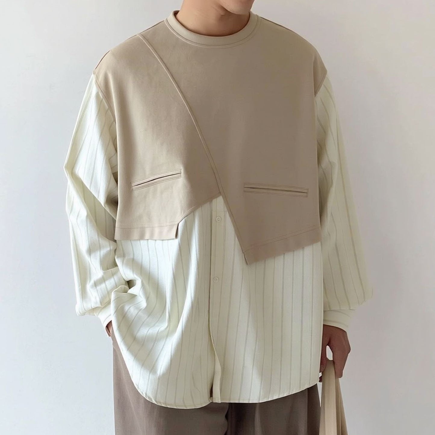 Asymmetry Layered Long Sleeve Shirt N1053