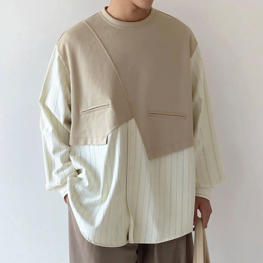 Asymmetry Layered Long Sleeve Shirt N1053