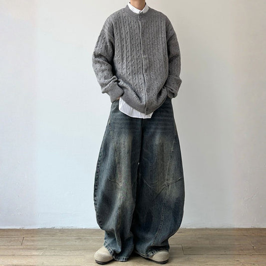 Cable Line oversized Silhouette Cardigan N0987