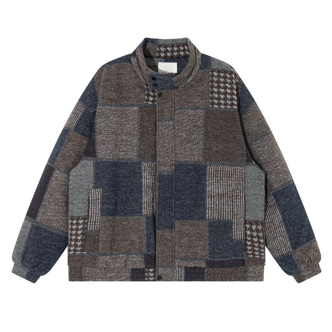 Patchwork Check Short Jacket N0996