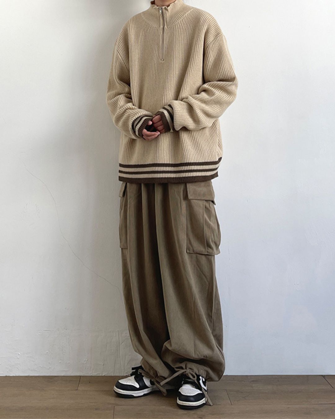 Retro Corduroy Wide-Leg Workwear Pants N0687