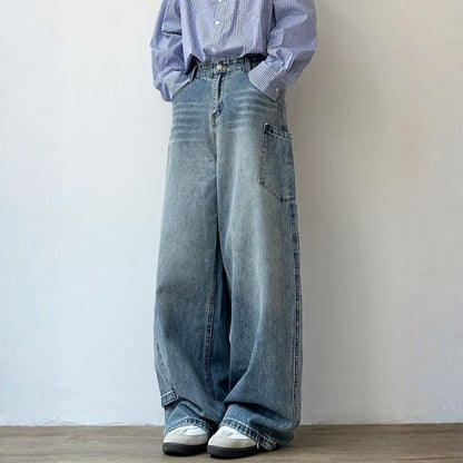 Washed Denim Wide Pants N1079