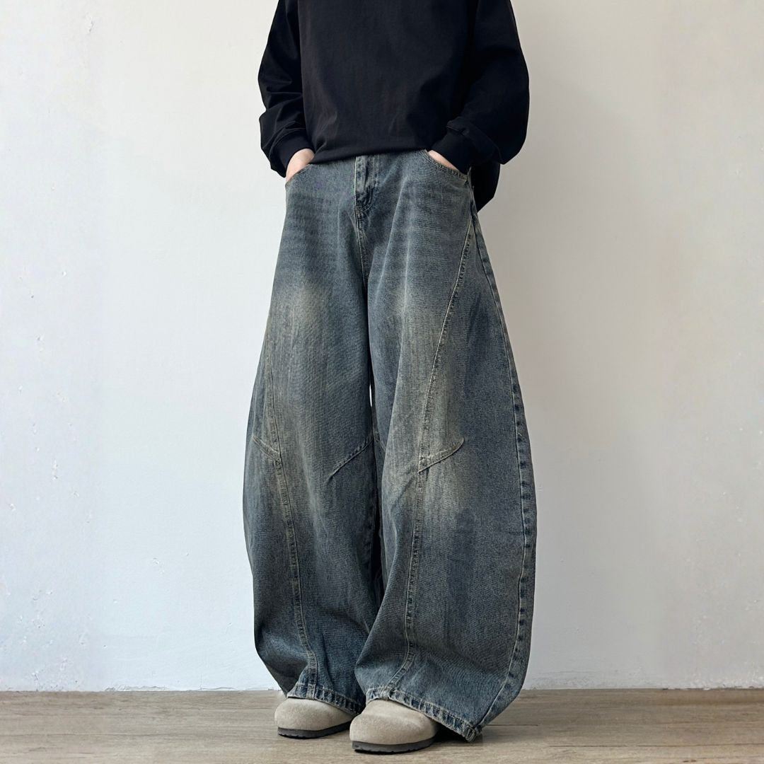 Volume Curve Loose Denim Pants N0994