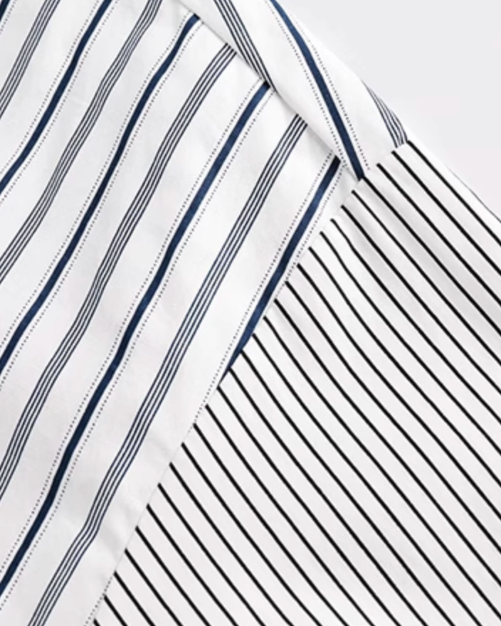 Mixed Stripe Panel Design Shirt N0709