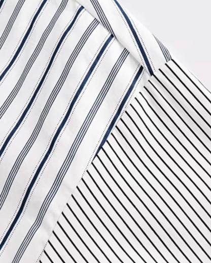 Mixed Stripe Panel Design Shirt N0709