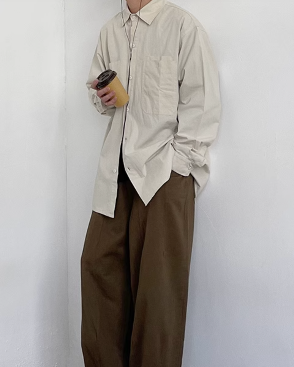 Natural Color Oversized Shirt N0714
