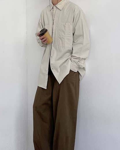 Natural Color Oversized Shirt N0714