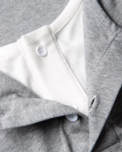 Layered Henley Short Sleeve T-Shirt N0792