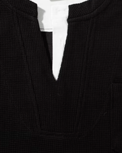 Waffle Layered Henley Short Sleeve T-Shirt N0803