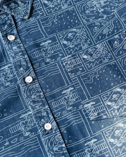 Graphic Tile Print Short Sleeve Shirt N0810