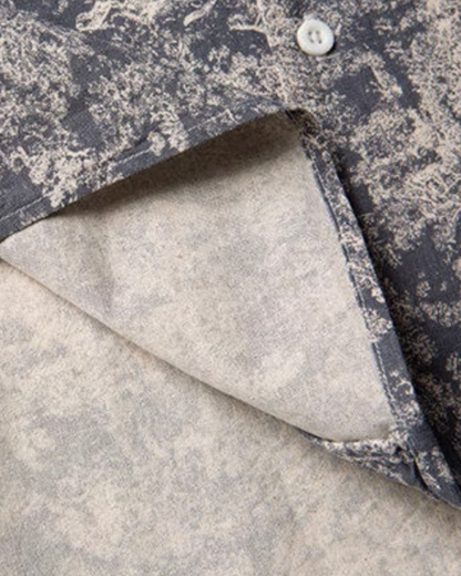 Abstract Pattern Open Collar Shirt N0811