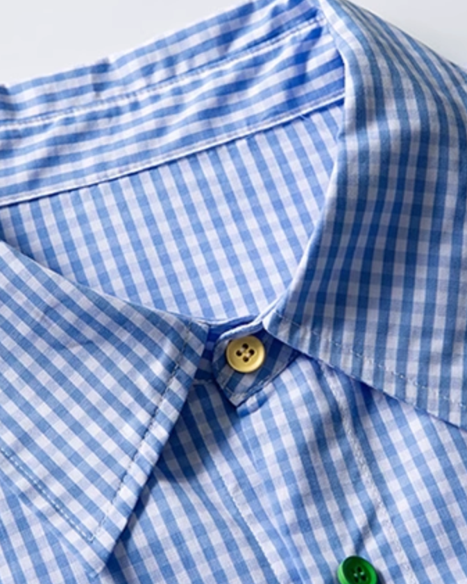 Color Button Accent Check Shirt N0821