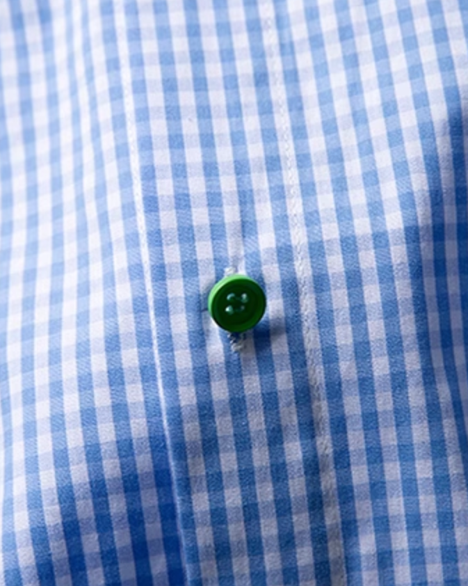 Color Button Accent Check Shirt N0821