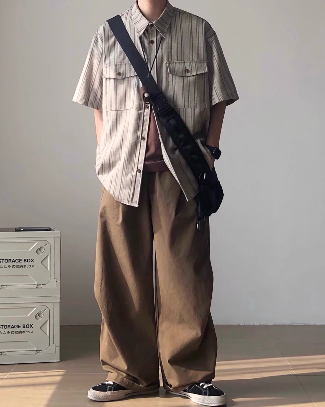 Striped Loose Fit Short Sleeve Shirt N0831