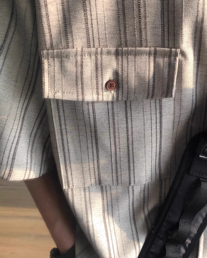 Striped Loose Fit Short Sleeve Shirt N0831